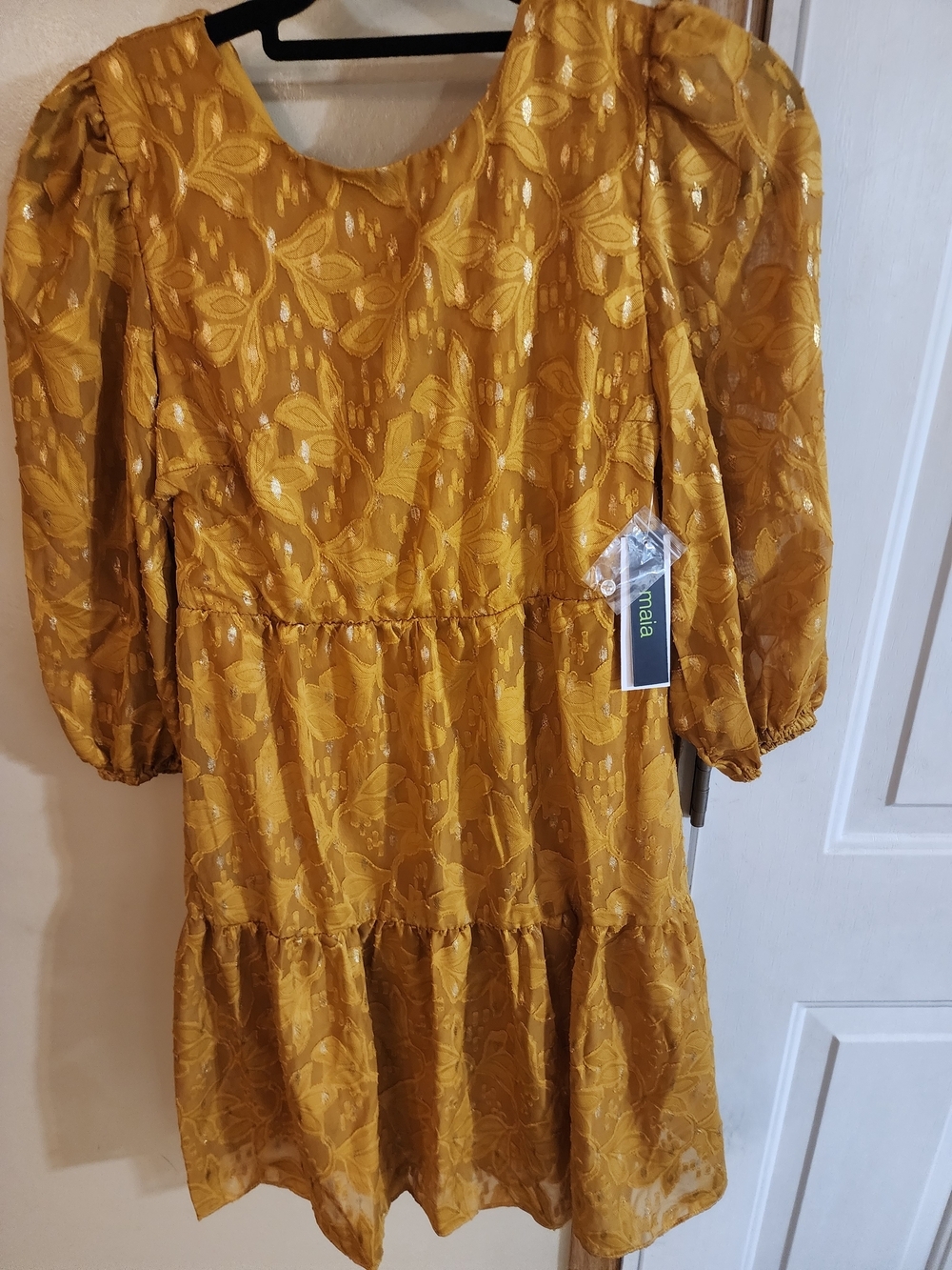 Maia Mustard Yellow New With Tag Sz 2 Floral Tiered Casual Dress
